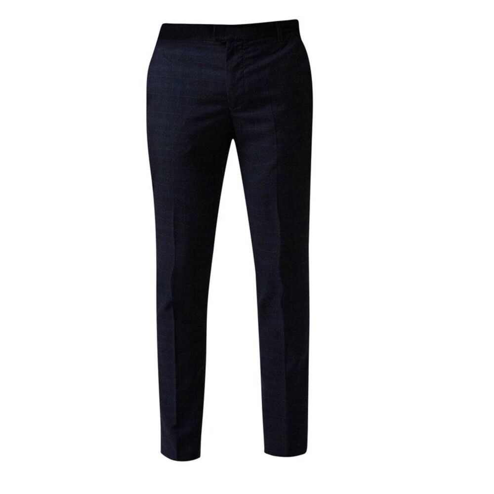 Burton Mens Checked Slim Suit Trousers / Navy